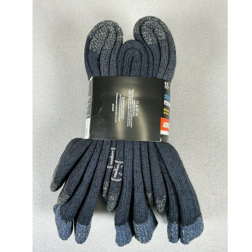 Dickies 3 Pack Navy Steel Toe Crew Performance Thermal Socks Heavy Weight‎ 6-12